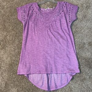 Soft Surroundings Purple Asymmetrical Cap Sleeve Top